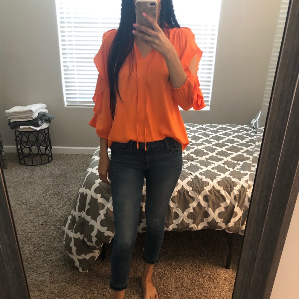 Orange Ruffle Blouse - Picture 2 of 8
